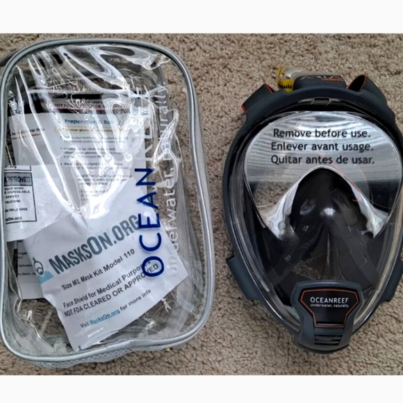 Ocean Reef Snorkel Kits Full Face Shield Air Adapter Size M/L & Travel Bag. - Picture 1 of 7